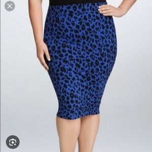 Torrid Blue and Black Knee-Length Pencil Skirt